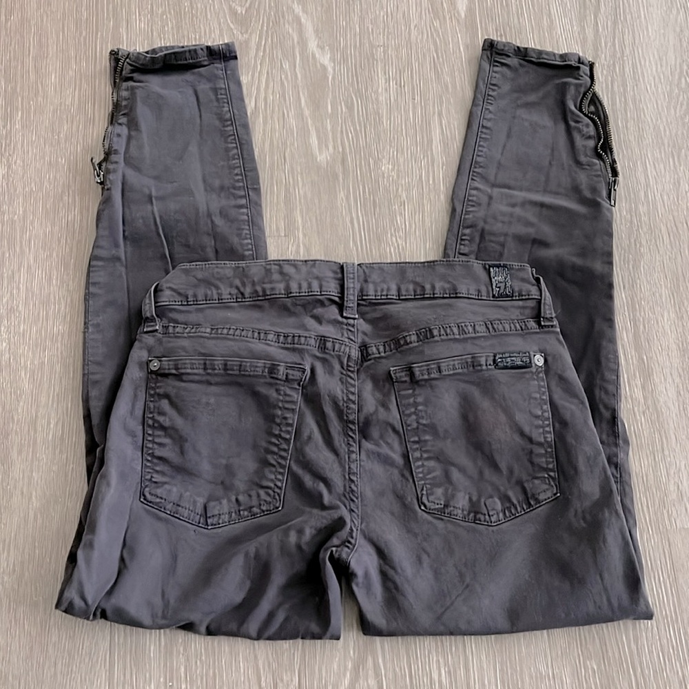 7 for All Mankind Zipper Pants Cropped Skinny Gray Women Size 27 - Picture 6 of 8